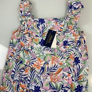 Polo Ralph Lauren Girls XL(16) Tropical Print Ruffled Cotton Romper Jumpsuit NEW